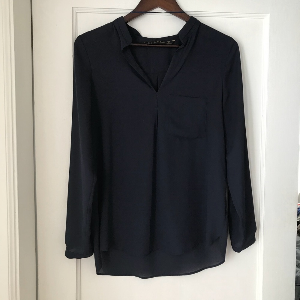 Navy chiffon Zara top!